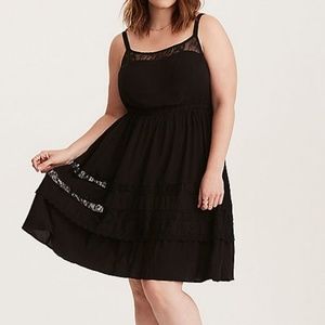Torrid Challis and lace inset skater dress